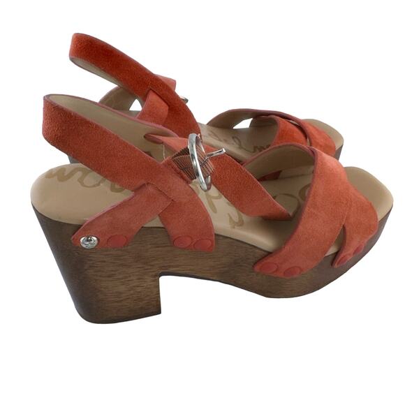 Sam Edelman Josefine Orange Suede Open Toe Platform Clog Heeled Sandals 6M NWOB - Picture 3 of 5